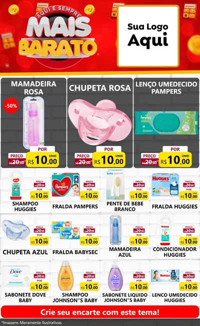 Modelo de Encarte para Encarte Grande com o tema Mais Barato para Bebês