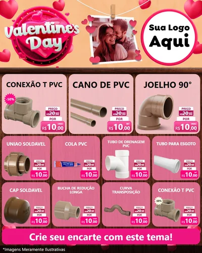 Modelo de Rede Social para Feed Instagram com o tema Valentine's Day para Tubos e conexões