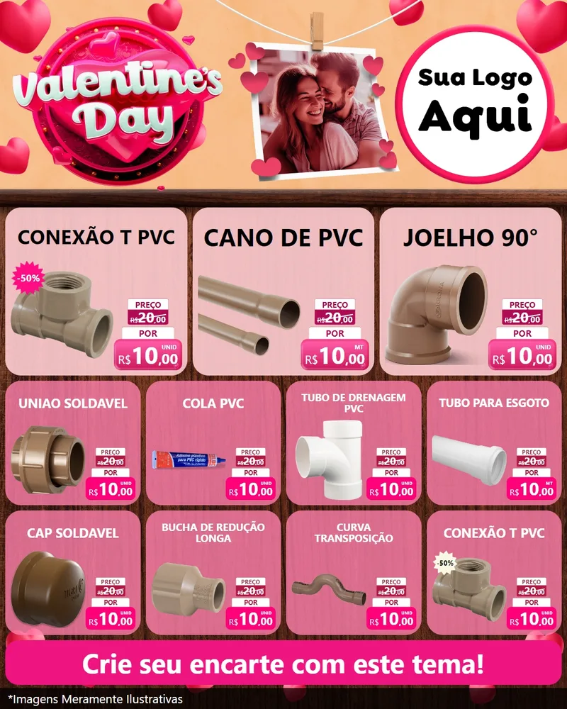 Modelo de Rede Social para Feed Instagram com o tema Valentine's Day para Tubos e conexões