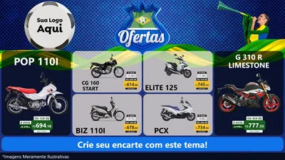 Modelo de TV para TV Horizontal com o tema Ofertas (Futebol) para Concessionaria de Motos