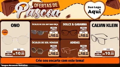 Modelo de TV para TV Horizontal com o tema Ofertas de Páscoa para Óticas