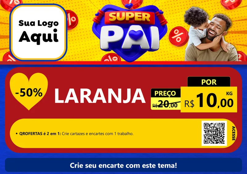Modelo de Cartaz para Cartaz A4 Horizontal com o tema Super Pai para Hortifrúti