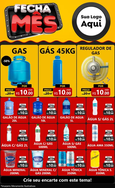 Modelo de Encarte para Encarte Grande com o tema Fecha Mês para Água e gás
