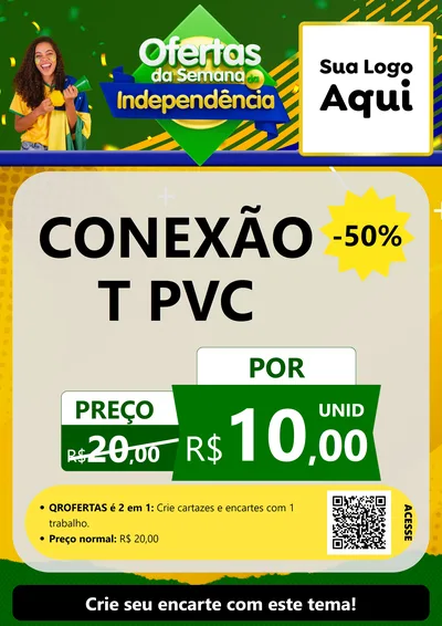 Modelo de Cartaz para Cartaz A4 Vertical com o tema Ofertas da Semana da Independência para Tubos e conexões