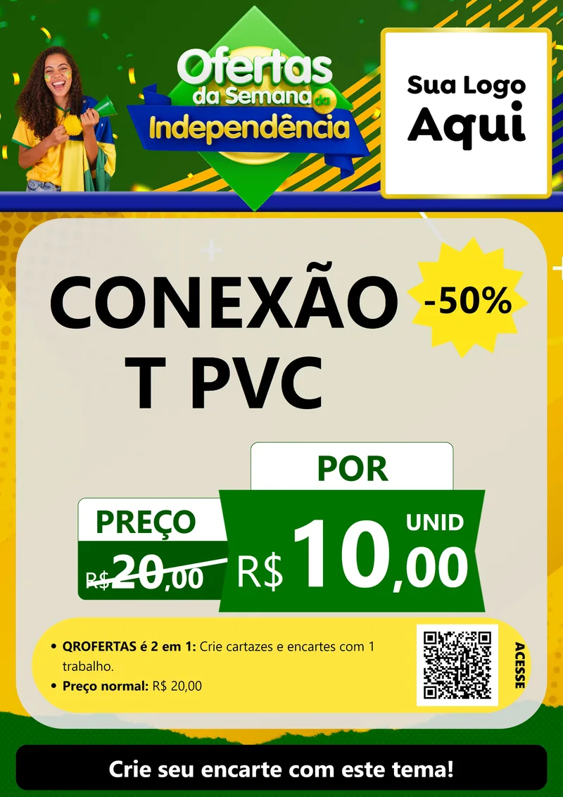 Modelo de Cartaz para Cartaz A4 Vertical com o tema Ofertas da Semana da Independência para Tubos e conexões