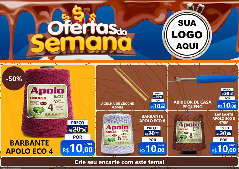 Modelo de Encarte para Encarte A4 Horizontal com o tema Ofertas da Semana - Páscoa para Armarinho e Aviamentos