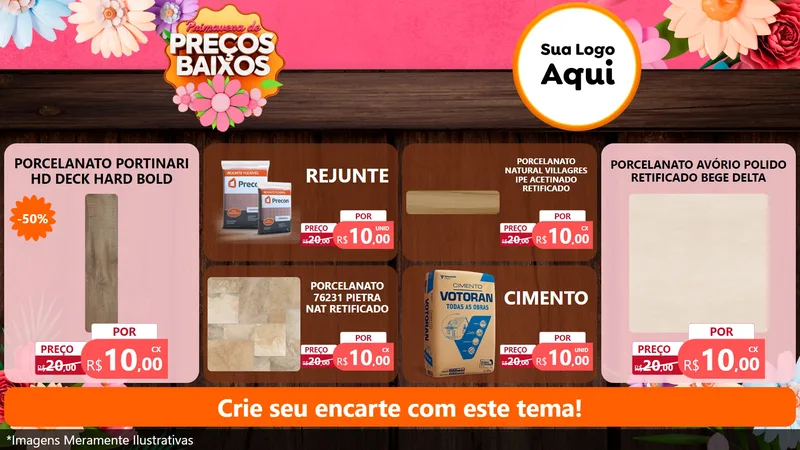 Modelo de TV para TV Horizontal com o tema Primavera de Preços Baixos para Pisos e revestimentos