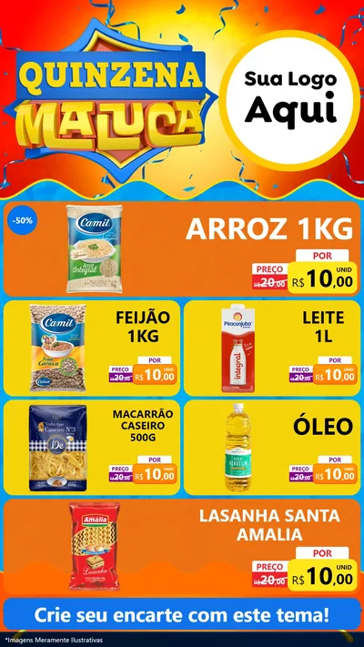 Modelo de TV para TV Vertical com o tema Quinzena Maluca para Supermercado