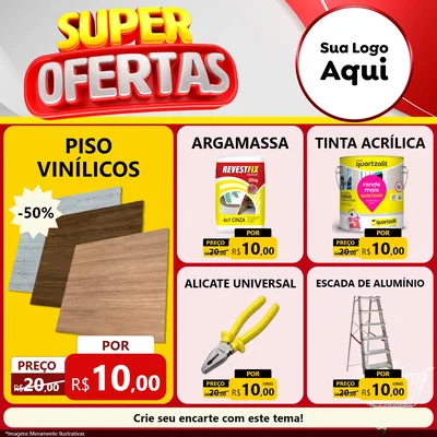 Modelo de Rede Social para Feed Facebook com o tema Super Ofertas para Material para Construção