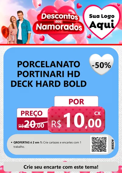 Modelo de Cartaz para Cartaz A4 Vertical com o tema Descontos dos Namorados para Pisos e revestimentos