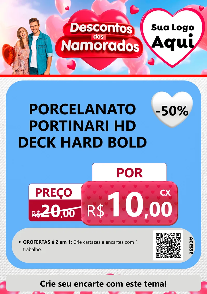 Modelo de Cartaz para Cartaz A4 Vertical com o tema Descontos dos Namorados para Pisos e revestimentos
