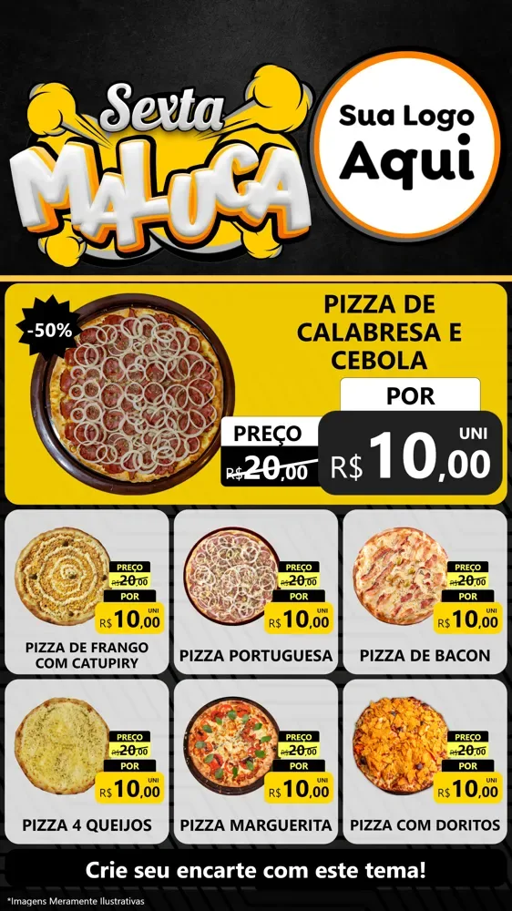 Modelo de Rede Social para Stories com o tema Sexta Maluca para Pizzaria