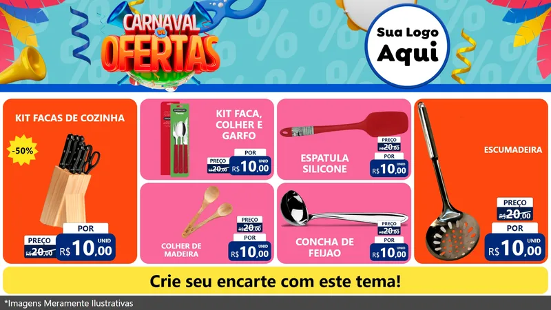 Modelo de TV para TV Horizontal com o tema Carnaval de Ofertas para Utilidades Domésticas