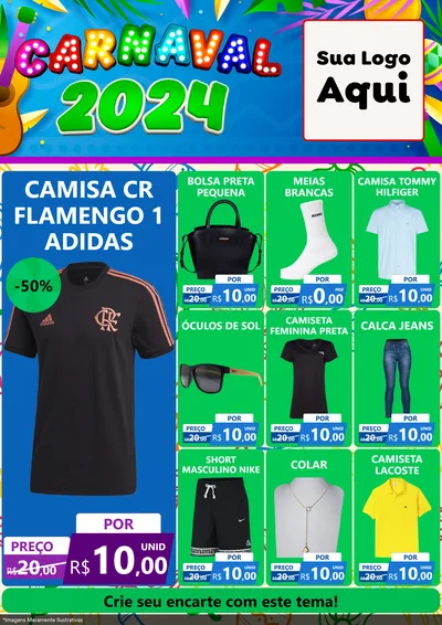 Modelo de Encarte para Encarte A4 Vertical com o tema Carnaval 2027 para Roupas e acessórios