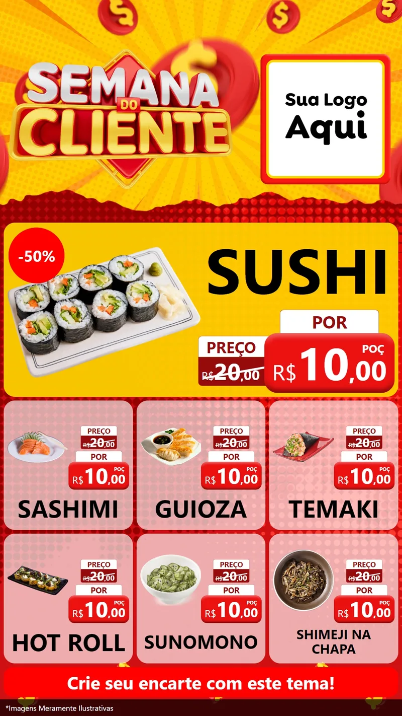 Modelo de Rede Social para Stories com o tema Semana do Cliente para Comida japonesa