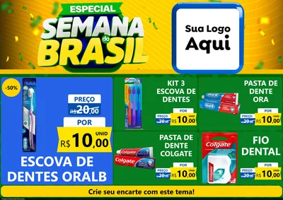 Modelo de Encarte para Encarte A4 Horizontal com o tema Especial Semana do Brasil para Higiene Pessoal