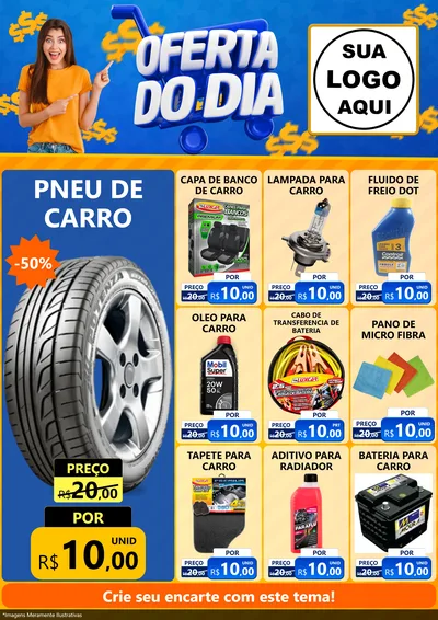 Modelo de Encarte para Encarte A4 Vertical com o tema Oferta do Dia para Auto peças