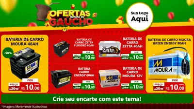 Modelo de TV para TV Horizontal com o tema Ofertas Semana Do Gaúcho para Baterias Elétricas