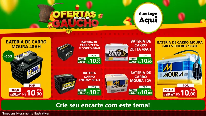 Modelo de TV para TV Horizontal com o tema Ofertas Semana Do Gaúcho para Baterias Elétricas