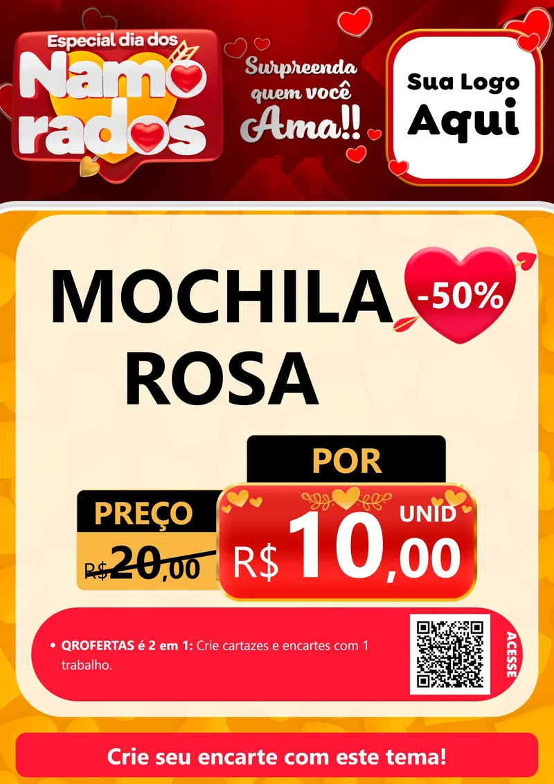 Modelo de Cartaz para Cartaz A4 Vertical com o tema Especial Dia dos Namorados para Papelaria