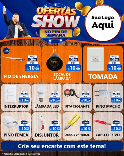 Modelo de Rede Social para Feed Instagram com o tema Ofertas Show No Fim De Semana para Materiais Elétricos