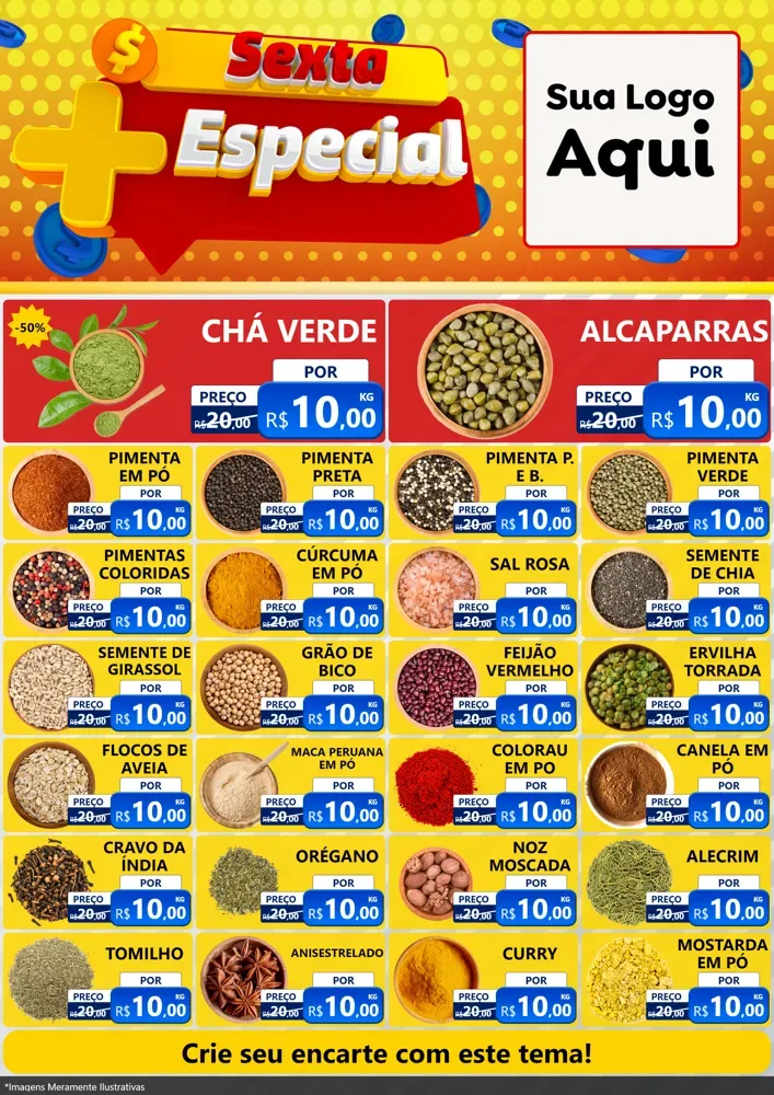 Modelo de Encarte para Encarte A4 Vertical com o tema Sexta Mais Especial para Produtos Naturais