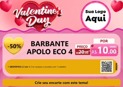 Modelo de Cartaz para Cartaz A4 Horizontal com o tema Valentine's Day para Armarinho e Aviamentos