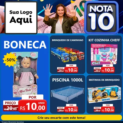Modelo de Rede Social para Feed Facebook com o tema Nota 10 para Brinquedos