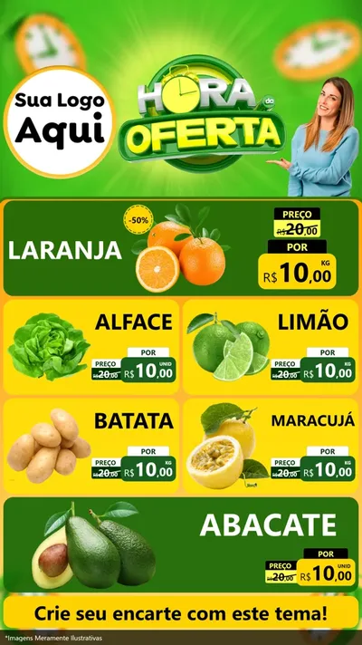 Modelo de TV para TV Vertical com o tema Hora da Oferta para Hortifrúti