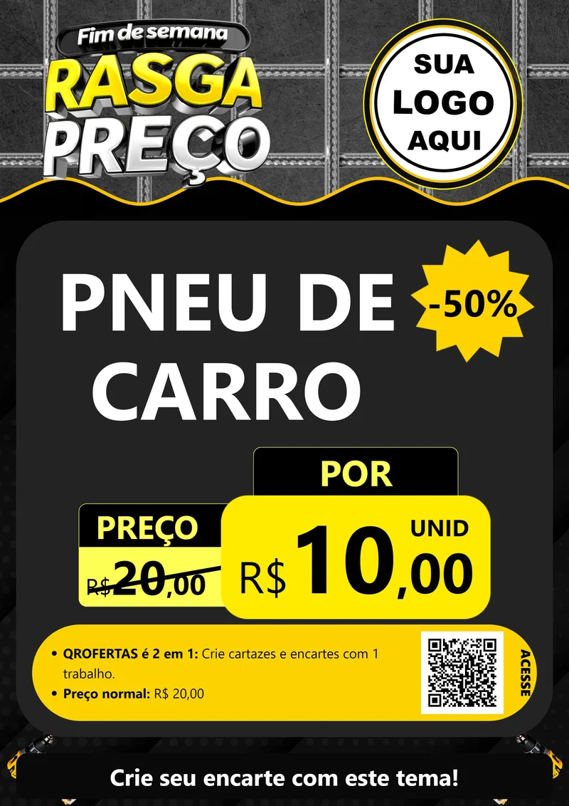 Modelo de Cartaz para Cartaz A4 Vertical com o tema Fim de Semana Rasga Preço para Auto peças