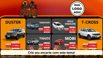 Modelo de TV para TV Horizontal com o tema Black Friday para Concessionaria de Carros