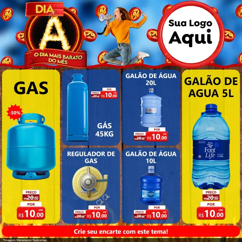 Modelo de Rede Social para Feed Facebook com o tema Dia A - O Dia Mais Barato Do Mês para Água e gás