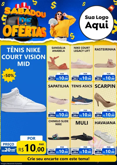 Modelo de Encarte para Encarte A4 Vertical com o tema Sabadou de Ofertas para Calçados