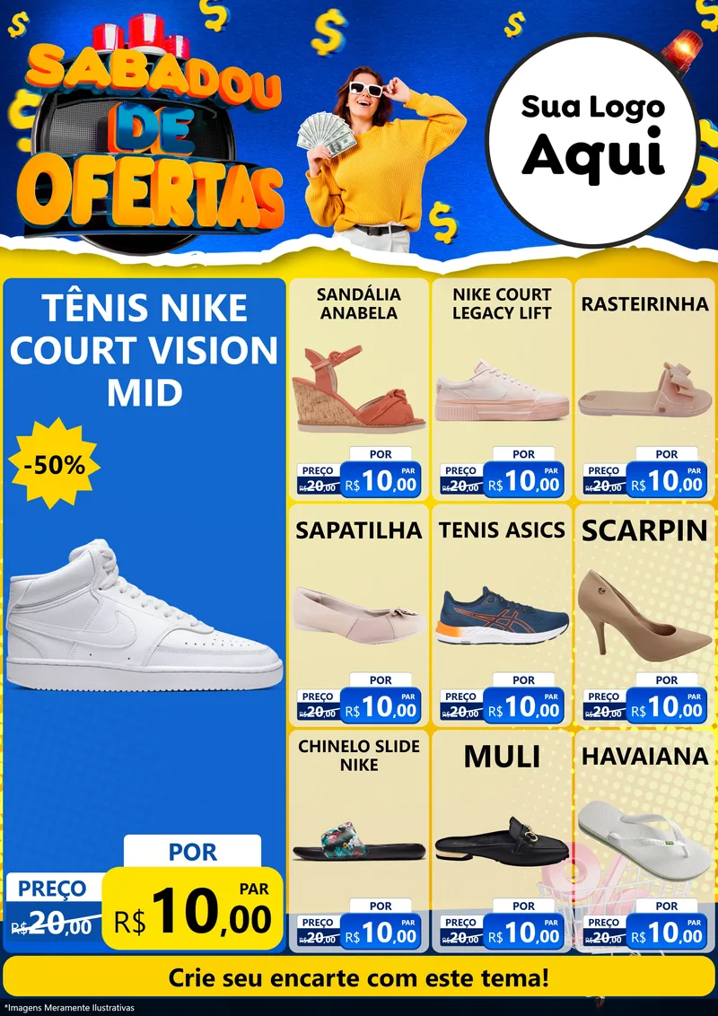Modelo de Encarte para Encarte A4 Vertical com o tema Sabadou de Ofertas para Calçados
