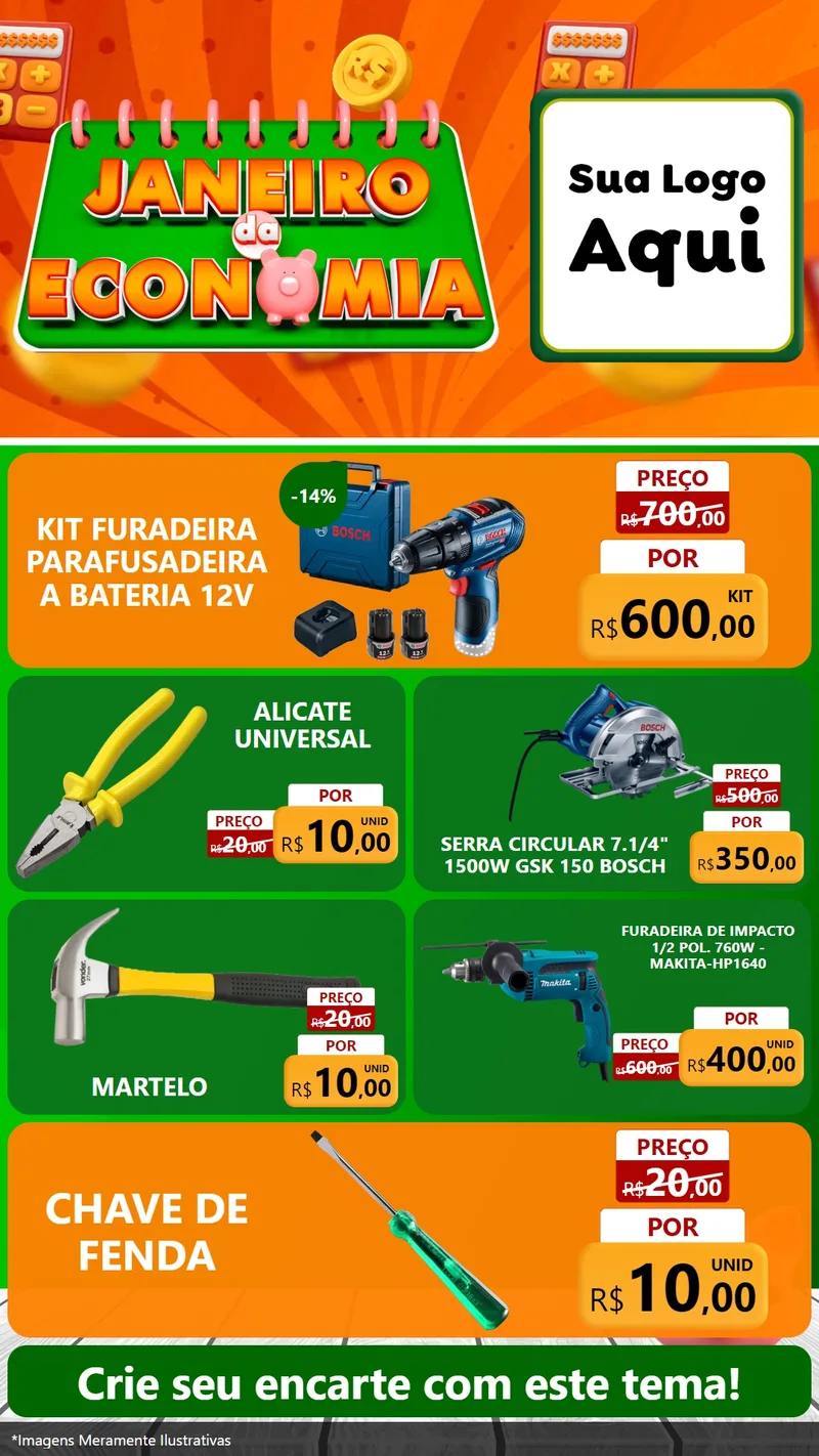 Modelo de TV para TV Vertical com o tema Janeiro da Economia para Maquinas e Ferramentas