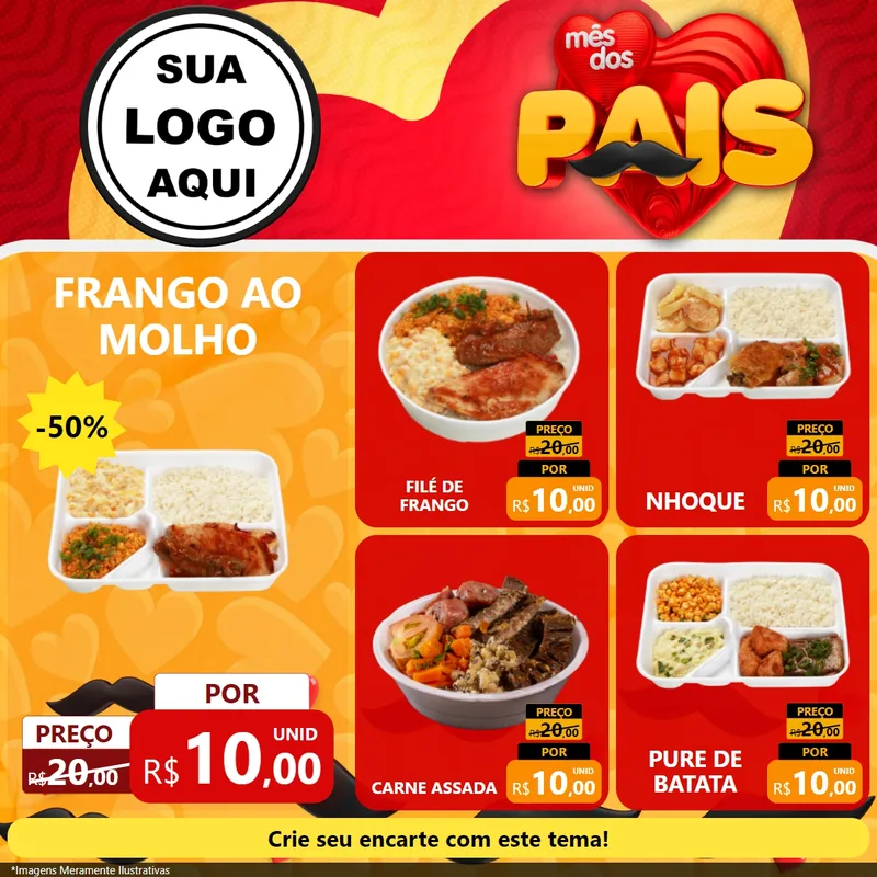 Modelo de Rede Social para Feed Facebook com o tema Mês Dos Pais para Restaurante