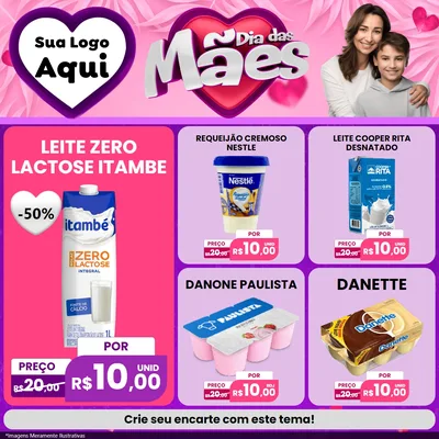 Modelo de Rede Social para Feed Facebook com o tema Dia das Mães para Frios e Laticínios