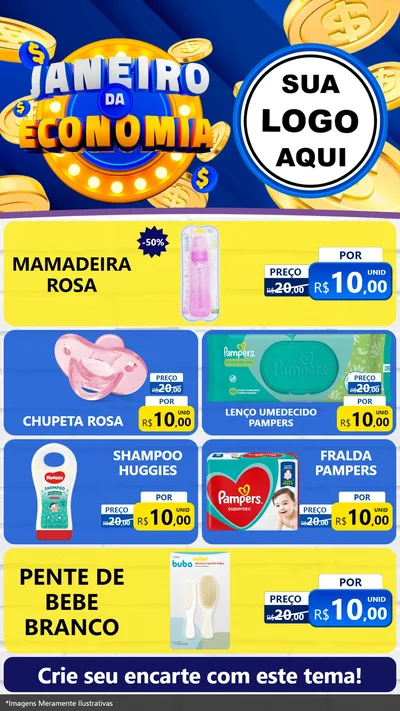 Modelo de TV para TV Vertical com o tema Janeiro da Economia para Bebês