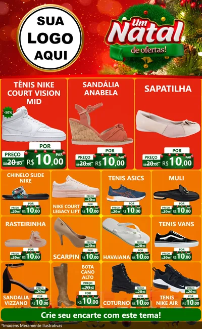 Modelo de Encarte para Encarte Grande com o tema Um Natal de Ofertas para Calçados