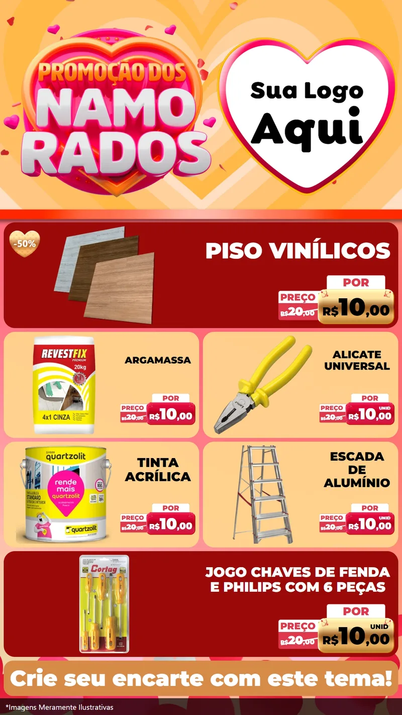 Modelo de TV para TV Vertical com o tema Promoção dos Namorados para Material para Construção