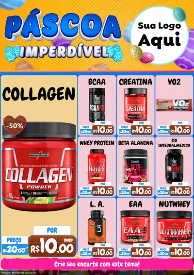 Modelo de Encarte para Encarte A4 Vertical com o tema Páscoa Imperdível para Suplementos alimentares