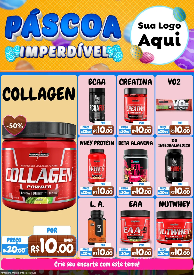 Modelo de Encarte para Encarte A4 Vertical com o tema Páscoa Imperdível para Suplementos alimentares