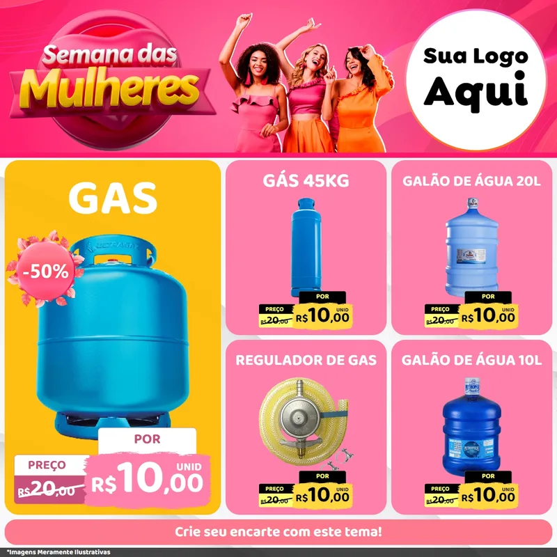 Modelo de Rede Social para Feed Facebook com o tema Semana das Mulheres para Água e gás