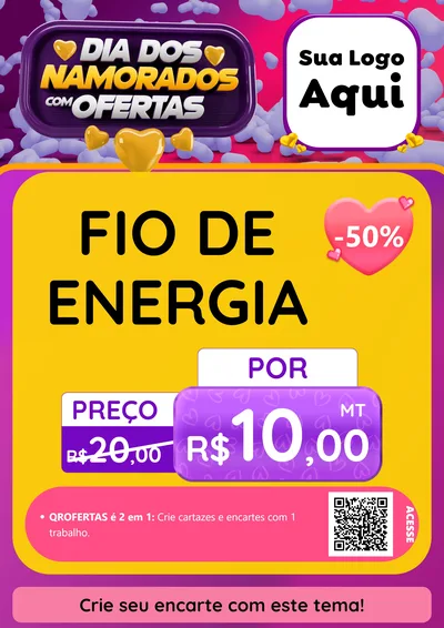 Modelo de Cartaz para Cartaz A4 Vertical com o tema Dia Dos Namorados Com Ofertas para Materiais Elétricos