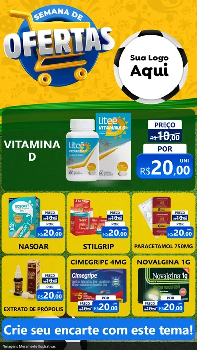 Modelo de Rede Social para Stories com o tema Semana de Ofertas - Copa para Farmácia