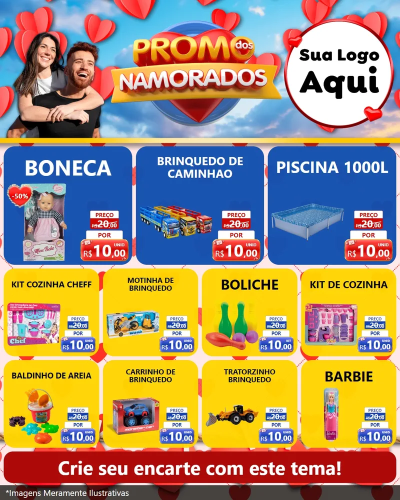 Modelo de Rede Social para Feed Instagram com o tema Promo dos Namorados para Brinquedos