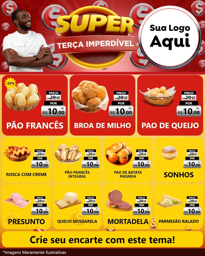 Modelo de Rede Social para Feed Instagram com o tema Super Terça Imperdível para Padaria