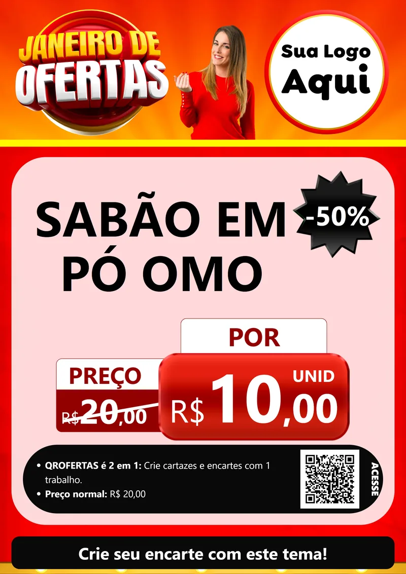 Modelo de Cartaz para Cartaz A4 Vertical com o tema Janeiro de Ofertas para Produtos de Limpeza