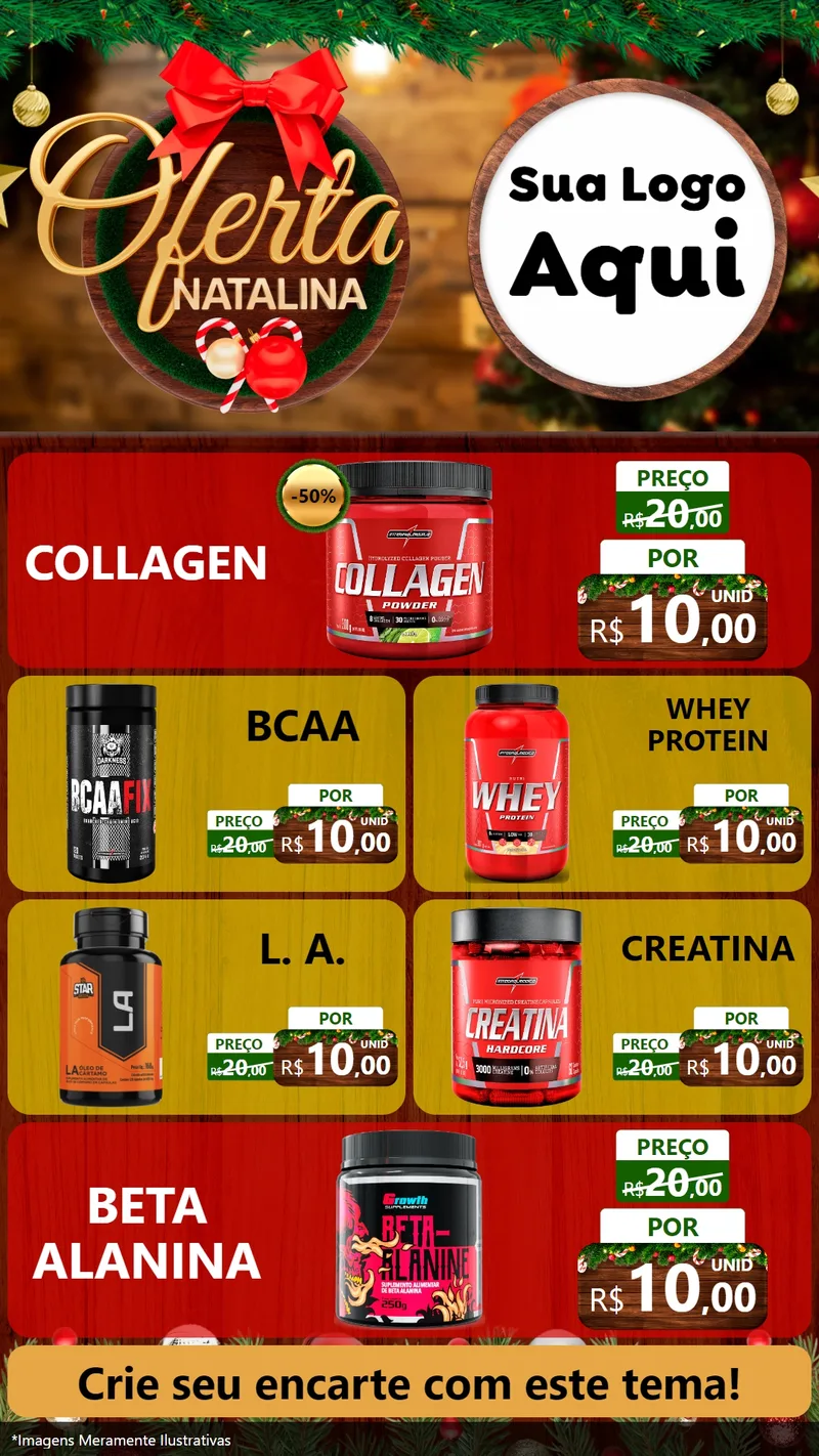 Modelo de TV para TV Vertical com o tema Ofertas Natalina para Suplementos alimentares