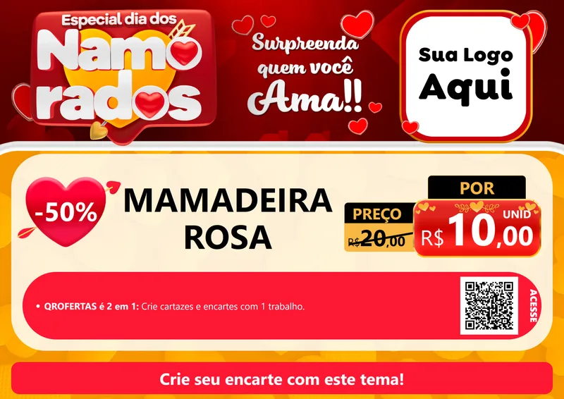 Modelo de Cartaz para Cartaz A4 Horizontal com o tema Especial Dia dos Namorados para Bebês